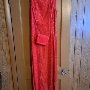 Long red sequin dress